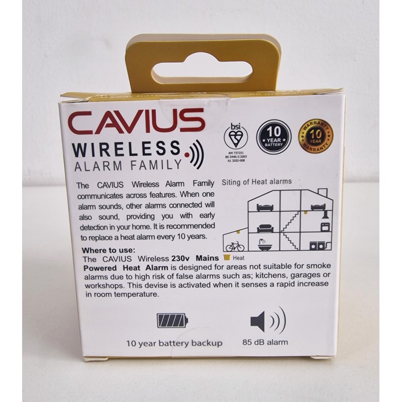 1 x Cavius RF Mains-Powered Heat Alarm | CV3202
