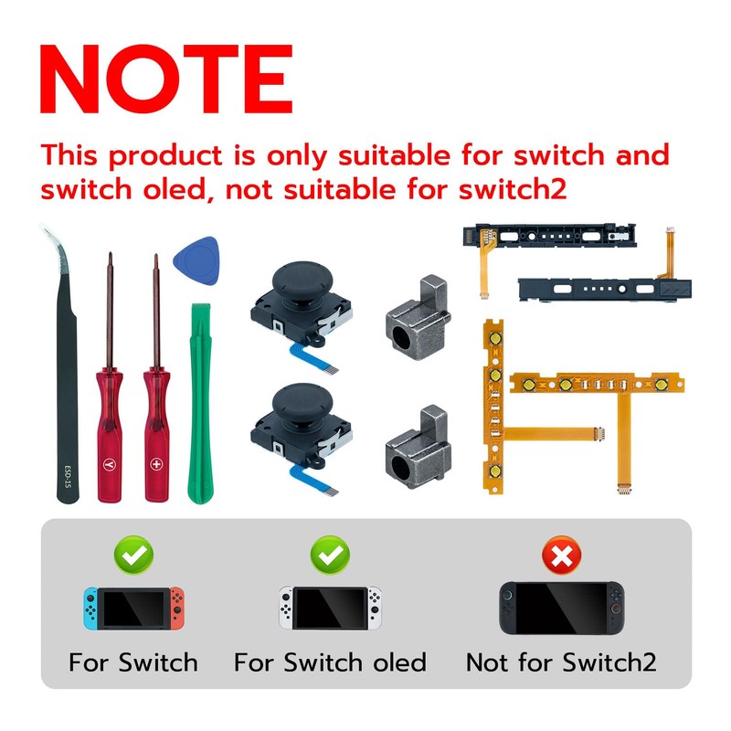 Mcbazel 18 in 1 Replacement Repair Kit for N-Switch Joy-Con