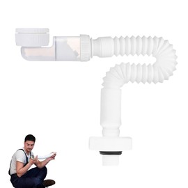 1 1/4 Inch Space-Saving Siphon Washbasin, Sink Drain Fitting, Expandable Drain Sink, Durable Drain Hose for Use in the Kitchen and Bathroom