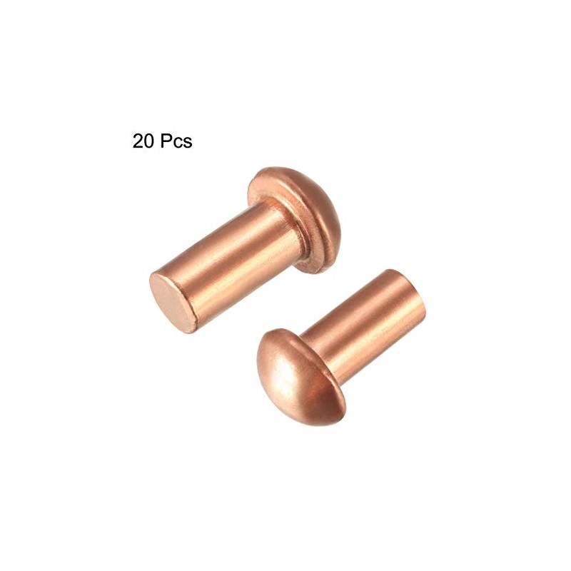 uxcell 20 Pcs 5/16" x 5/8" Round Head Copper Solid