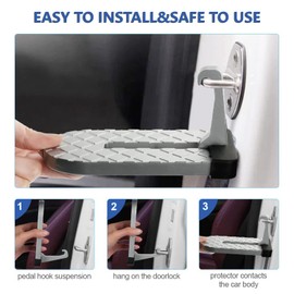 2 Pack Car Door Step, Folding Aluminum Alloy Step,Universal Fit Roof Access, Car Automotive Foldable Roof Rack Door Step, Max Load 400 lbs, Suitable for Most Cars, SUV, and Trucks (Silver-2PCS)