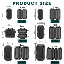 YOYEAH 40 pieces ferrite cores for cables - ferrite filter folding ferrite set with 6 different sizes - ferrite core ring - suppression filter for cables RFI EMI - black - inner diameter from 3.5 mm