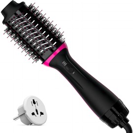 Dual Voltage Hair Dryer Brush for European Travel, Plus 2.0 Blow Dryer Brush with European Plug 110V-120V/220V-240V One Step Hair Dryer and Styler Volumizer with Negative Ion Anti-frizz Styling