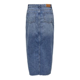 ONLY ONLEmma Life Women's Midi Jeans Skirt with Slit and Open Hem, Medium blue (medium blue denim)