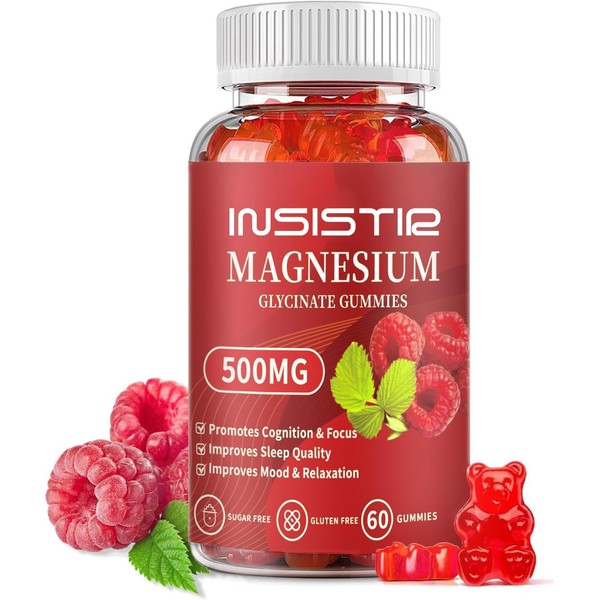 Magnesium Glycinate Gummies 500mg – Sugar-Free Chelated Magnesium with Potassium,