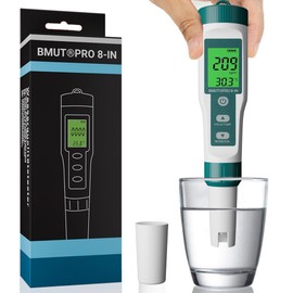 pH Meter 8-in-1 Meter for Water, PH | TDS | EC | Salt Content | ORP | H2 | Thermometer with LCD Display, High Precision Water Tester - for Drinking Water, Drinks, Pool & Aquarium