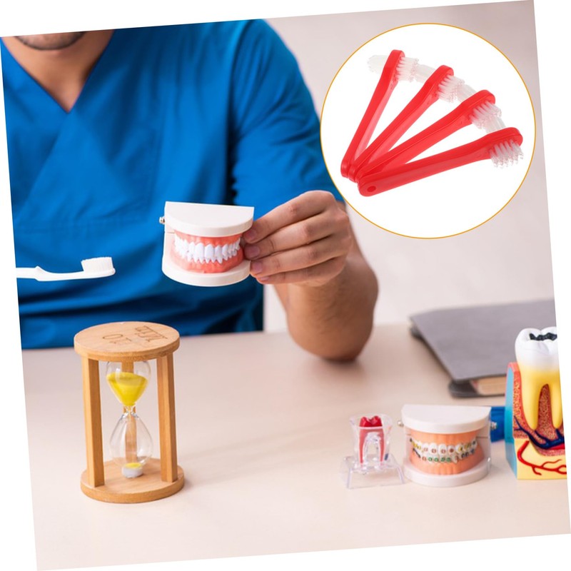 FRCOLOR 4pcs Double Sided Denture Cleaning Brushes Travel Friendly Toothbrushes