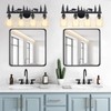 Monyohame Farmhouse Rustic Bear Bathroom Light Fixtures, 4-Light Black Vanity
