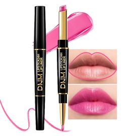 evpct DNM 1Pcs Bright Cool Pink Shine Lip Liner and Lipstick Combo Set Kit for Women, Moisturizing Glossy Tinted Lip Stick Balm, Sheer Shine Juicy Finish, Lightweight Hydrating Formula Lip Care 44#