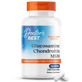 Doctor's BEST Doctor's Best Glucosamine Chondroitin Msm with OptiMSM Capsules, Supports Healthy Joint Structure, Function & Comfort, Non-GMO, Gluten Free, Soy Free, 240 Count (Pack of 1)