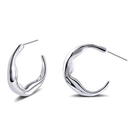 Silver Plated Circle Open Stud Earrings for Women Small Round Hoop Earrings for Sensitive Ears Minimalist Earrings for Gift