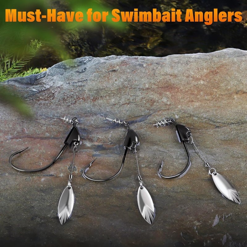 Dovesun Weighted Swimbait Hooks Underspin Weighted Fishing Hooks Weedless Worm