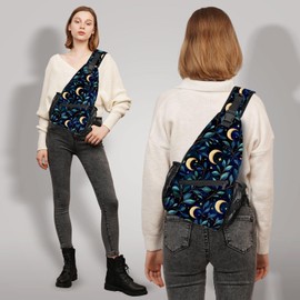 FyLybois Moon Sling Bag for Women Crossbody Backpack Lightweight Chest Daypack Fashion Shoulder Bags for Travel Hiking Biking