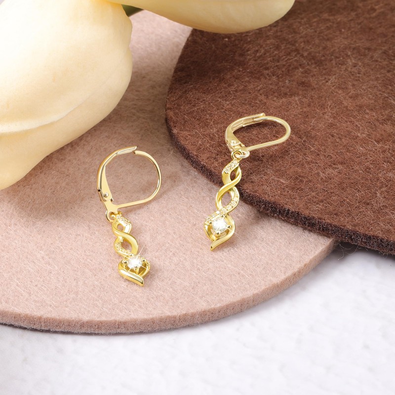 14K Gold Drop Dangle Earrings for Women Cubic Zirconia Hanging