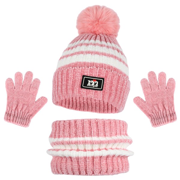 3Pcs Winter Hats Gloves and Scarf Sets for Kids, Thermal