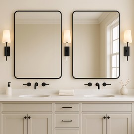 2-Pack Black Bathroom Mirror for Over Sink, 24"x36" Rectangular Wall Mirrors with Rustproof Metal Frame, Rounded Corners, Modern Vanity Mirror, Hangs Horizontal or Vertical