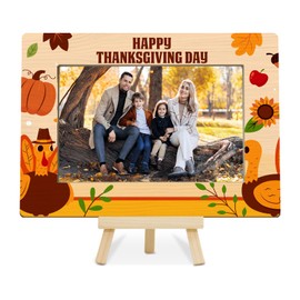 YSTEP Thanksgiving Picture Frame, Fall Pumpkin & Turkey Photo Frame for 4x6 Photos, Autumn Tabletop Decor for Home or Office, Seasonal Gift for Women, Men, Friends –J02
