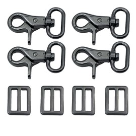 YIHOPPL Heavy Duty Trigger Snaps Swivel Snap Hooks，Lanyard Clips Lobster Claw Clasps Keychain Clips Dog Tag Clip Leash Hook for Keys Heavy Duty Clips (8, Black, 1 “)