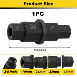 Quwem Motorcycle Spindle Socket Tool,Hex Axle Tool Allen Key Socket Spindle Driver Adapter 17mm/19mm/22mm/24mm for Front Rear Wheel Removal 3/8" Axle Hex Adapter for Various Motorcycles Black 1PC