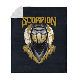 Mortal Kombat Silk Touch Sherpa Throw Blanket – Scorpion, Ultra-Soft Fleece Front with Cozy Sherpa Back, 50 x 60 Inches
