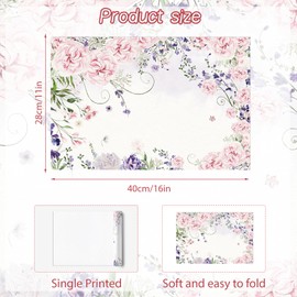 Paper Placemats Disposable 50 Pack Watercolor Flower Disposable Placemats 16x 11 Inch Spring Paper Table Mats for Home Kitchen Dining Table Decoration Wedding Party Supplies