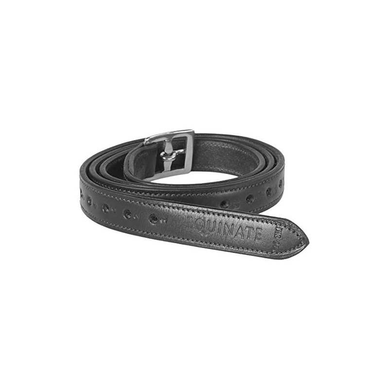 Equinate Superior Leather Stirrup Straps with Stainless Steel Buckles Black