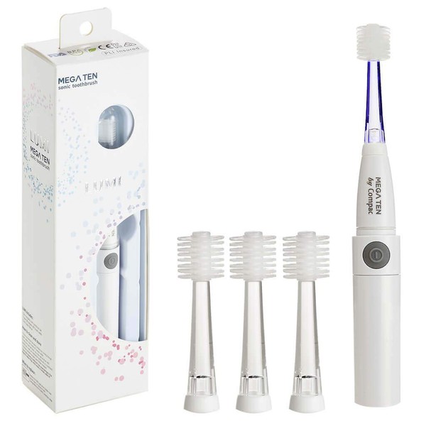 Brilliant Lumi 360 Degree Travel Sonic Electric Toothbrush for Adults - Round Brush Head with LED Soft Bristles and Gentle Sonic Technology, with Replacement Head, Vibrating Toothbrush - 4 Brush Heads