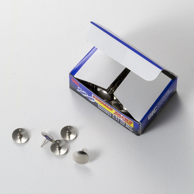 OfficemateOIC Steel Thumb Tacks, 7/16 Inch Head, Silver, Box of