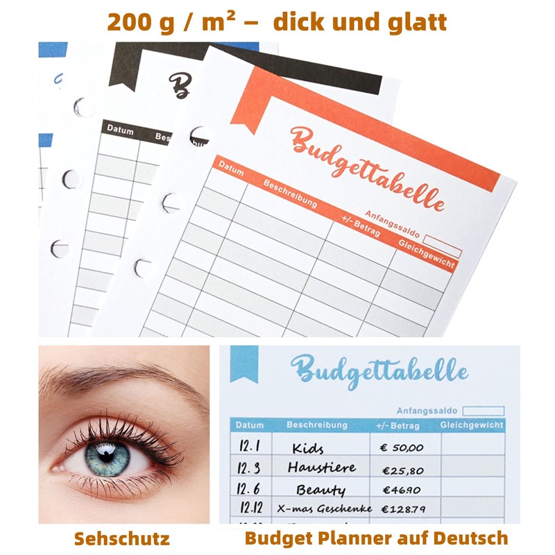 96 Sheets Budget Sheets German A6 Refill Paper Budget Planner