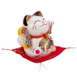 lachineuse Japanese Cat Statue Maneki Neko - Happiness and Happiness - Height 16cm - Movable Arm - Japanese Decor - Gift Idea Japan Asia