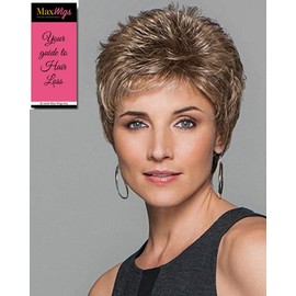 Flirt Average Cap Wig Color GL 51-56 SUGARED PEWTER - Gabor Wigs Short Precision Layering Small Curls FlexLite Synthetic Women's Capless Persoanl Fit Bundle with MaxWigs Hairloss Booklet