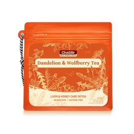 ChaSilir Organic Dandelion Root & Wolfberry Detox Tea Bags - Liver & Kidney Health Support, 15 Compostable Corn Fiber Bags (Caffeine-Free, Plastic-Free, Cleanse & Repair Formula)