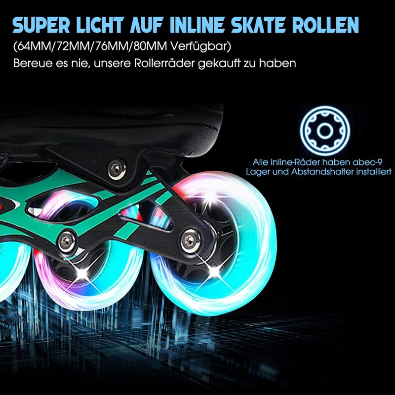 8 Pack Luminous Inline Skate Wheels - 64 mm 72