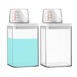 2 Stück Waschmittel aufbewahrung,1100ML Waschmittelspender Messbecher,Multifunktions BehäLter für Waschpulver,Waschpulver-BehäLter Aufbewahrungseimer Waschmittelbox für WeichspüLer