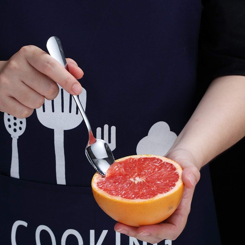 HOMQUEN Grapefruit Spoons 5 Pieces Set, 4 Stainless Steel Spoon
