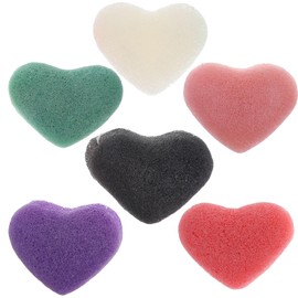 PACKOVE 6pcs Heart Shape Facial Sponges Exfoliating Face Wash Tool for All Skin Types Gentle Cleansing Makeup Removal Stylish Colors