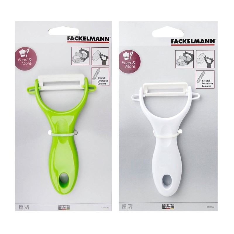 Fackelmann Y-Peeler, Ceramic Blade and Plastic Handle, 13.5x8x1.5cm, White or