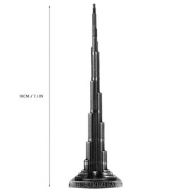 Tyenaza Burj Khalifa Model, Dubai Souvenir, 1:4600 Building in Miniature, Mental Alloy Material, Miniature Dubai Tower Tower Ornaments 7.1 Inch Crafts for Office Home Decor