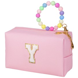 Elilier Christmas Gifts for Girls, Travel Makeup Bag Chenille Letter Pouch Cosmetic Bag, Makeup Travel Organizer, Monogrammed Bridesmaid Gifts for Kids, Cute Stuff For Girls (Letter Y)