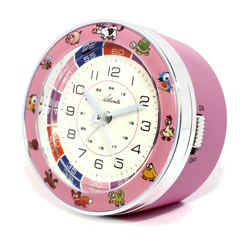 Atlanta Alarm Clock, Plastic, pink, 9.5 cm