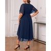 Plus Navy Blue Dress Mother of The Bride Wedding Guest