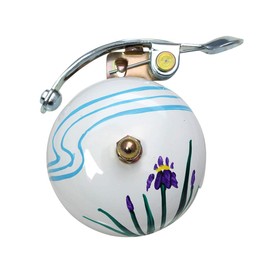 Crane Handpainted Bike Bell, Hana (Iris) Design, Suzu Bicycle Bell, Made in Japan for City Bikes, Cruisers, Road Bikes or MTB, Fits Handlebar diameters 22.2 to 26.0mm