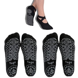 2 Pairs Black Pilates Socks Grip Socks Yoga Socks Non Slip Ballet Socks Non Slip Socks Grip Socks Pilates Grip Socks Non Slip for Pilates Grip Socks Fitness Grip Socks Dance Socks Yoga Socks for Women