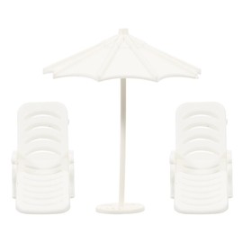 LEDMOMO 1 Set Sandboard Model Material Miniature Beach Umbrella Beach Chair Mini House Ornament Miniature Beach Umbrella Mini Chair Abs White