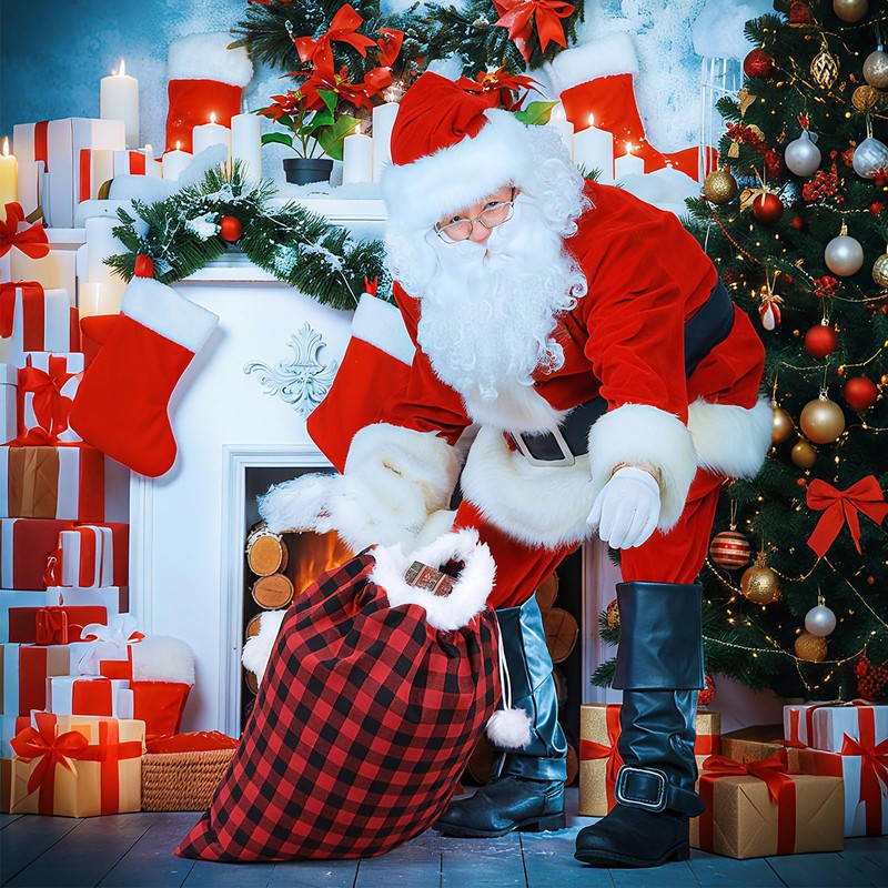 Shappy Large Christmas Santa Gift Sack with Cord Drawstring, Red