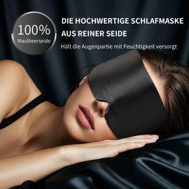 Silk Sleep Mask, Soft 100% Mulberry Silk Eye Mask with Adjustable Headband, Adjustable Sleep Mask for Men and Women, Opaque for Night Sleep, Travel and Nap (Black)