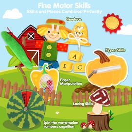 Farm Busy Book for Toddlers 1-3, Montessori Busy Board for 1 Year Old, Fine Motor Skills Quiet Activity Book – Educational Learning for Boys and Girls, Travel-Themed Toy for Airplane and Car