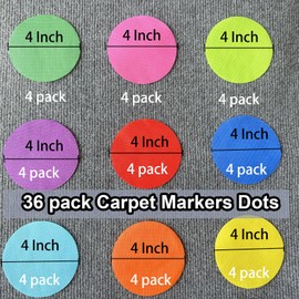 WELSTIK Spot Markers Carpet Markers for Classroom, 4" Rug Circles Marker Dots for Preschool, Kindergarten, and Elementary Teachers,9 Colors (36 Pack)