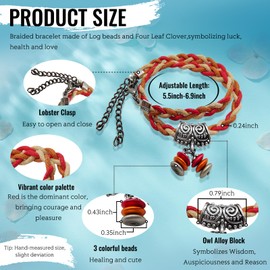 Eslinila Healing Beaded Bracelet, Boho Wrist Braided Bracelets Bracelets Stack Red Friendship Ankle Bracelets for Women Men Jewelry Gifts