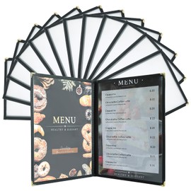 AMGSH 12 Pack Menu Covers 8.5 x 11 Inch, 2 Page 4 View Menu Sleeves Clear View Menu Holder for Kitchen, Restaurant Supplies, Drink, Wine Menu